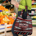 Ngapuhi Aotearoa Meri Kirihimete Grocery Bag Maori Silver Fern Koru Tribal Pattern