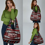 Ngapuhi Aotearoa Meri Kirihimete Grocery Bag Maori Silver Fern Koru Tribal Pattern