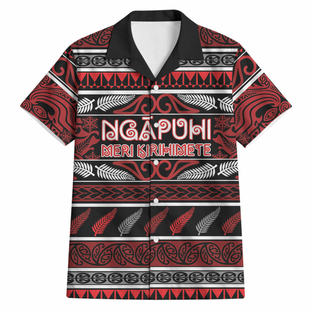 Personalised Ngapuhi Aotearoa Meri Kirihimete Hawaiian Shirt Maori Silver Fern Koru Tribal Pattern
