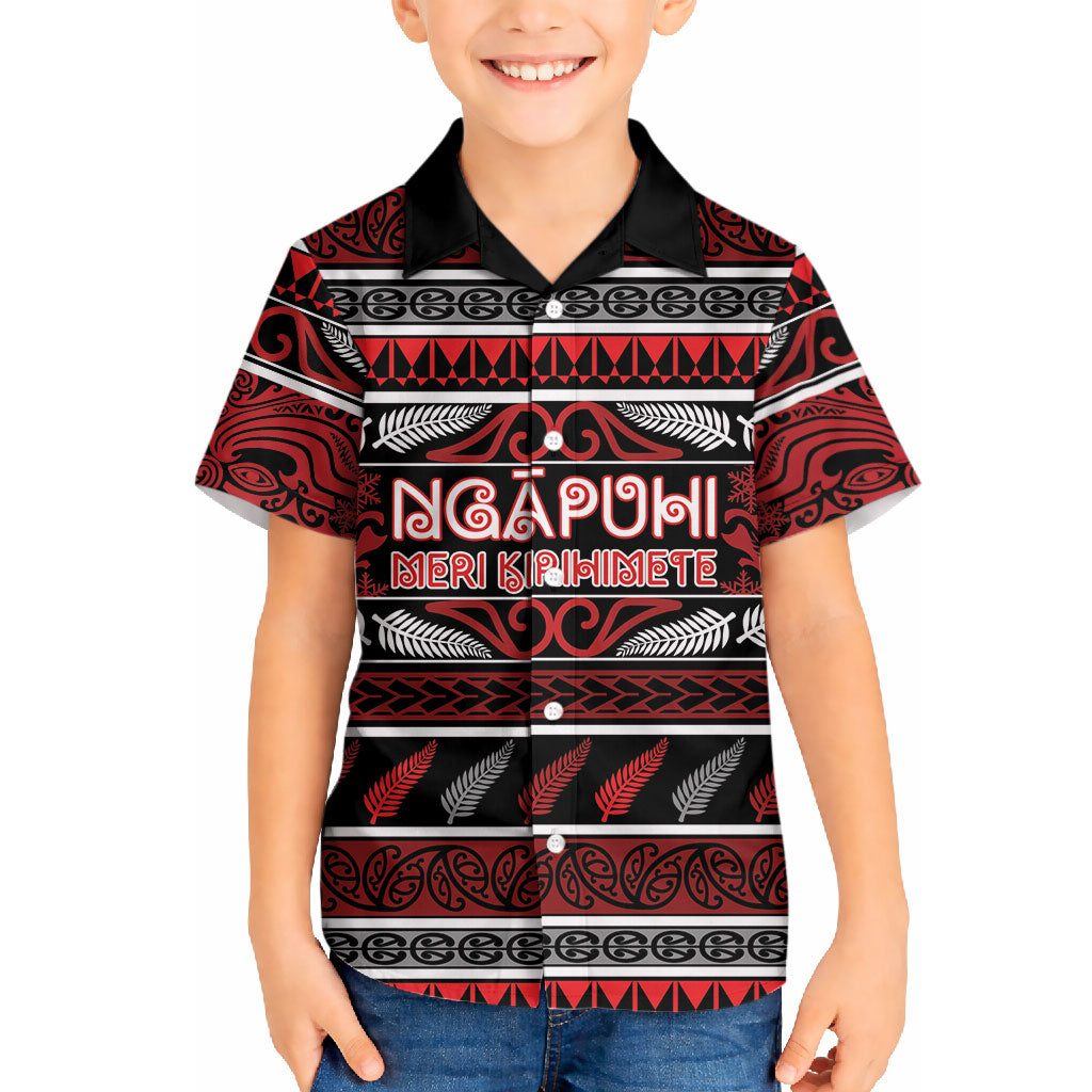 Personalised Ngapuhi Aotearoa Meri Kirihimete Hawaiian Shirt Maori Silver Fern Koru Tribal Pattern