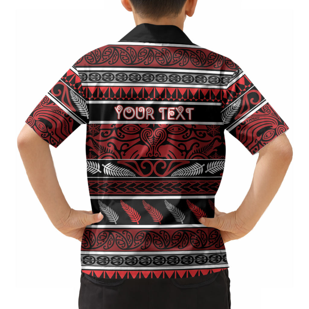Personalised Ngapuhi Aotearoa Meri Kirihimete Hawaiian Shirt Maori Silver Fern Koru Tribal Pattern