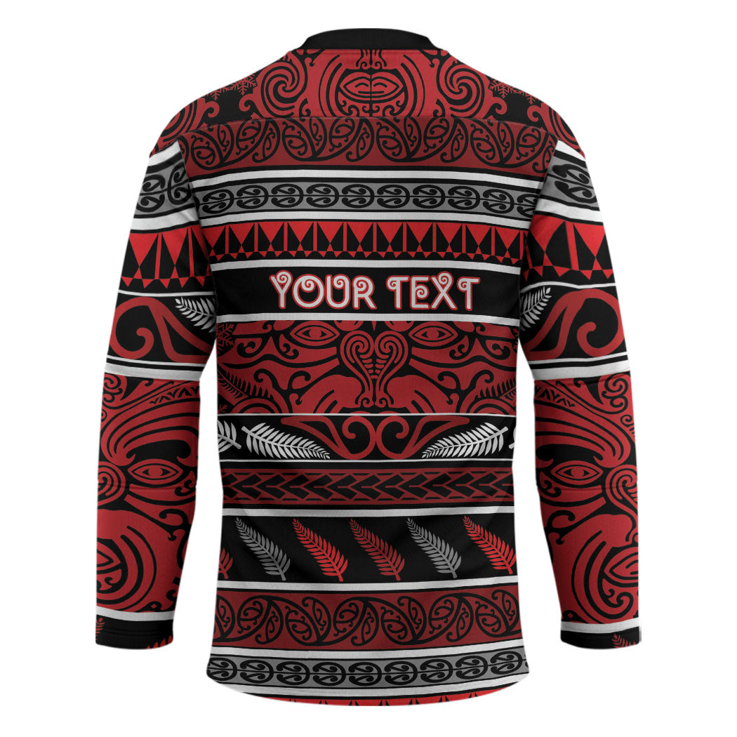 Personalised Ngapuhi Aotearoa Meri Kirihimete Hockey Jersey Maori Silver Fern Koru Tribal Pattern
