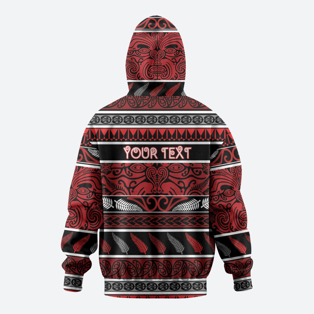 Personalised Ngapuhi Aotearoa Meri Kirihimete Hoodie Maori Silver Fern Koru Tribal Pattern