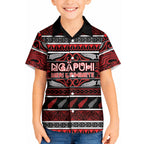 Personalised Ngapuhi Aotearoa Meri Kirihimete Kid Hawaiian Shirt Maori Silver Fern Koru Tribal Pattern