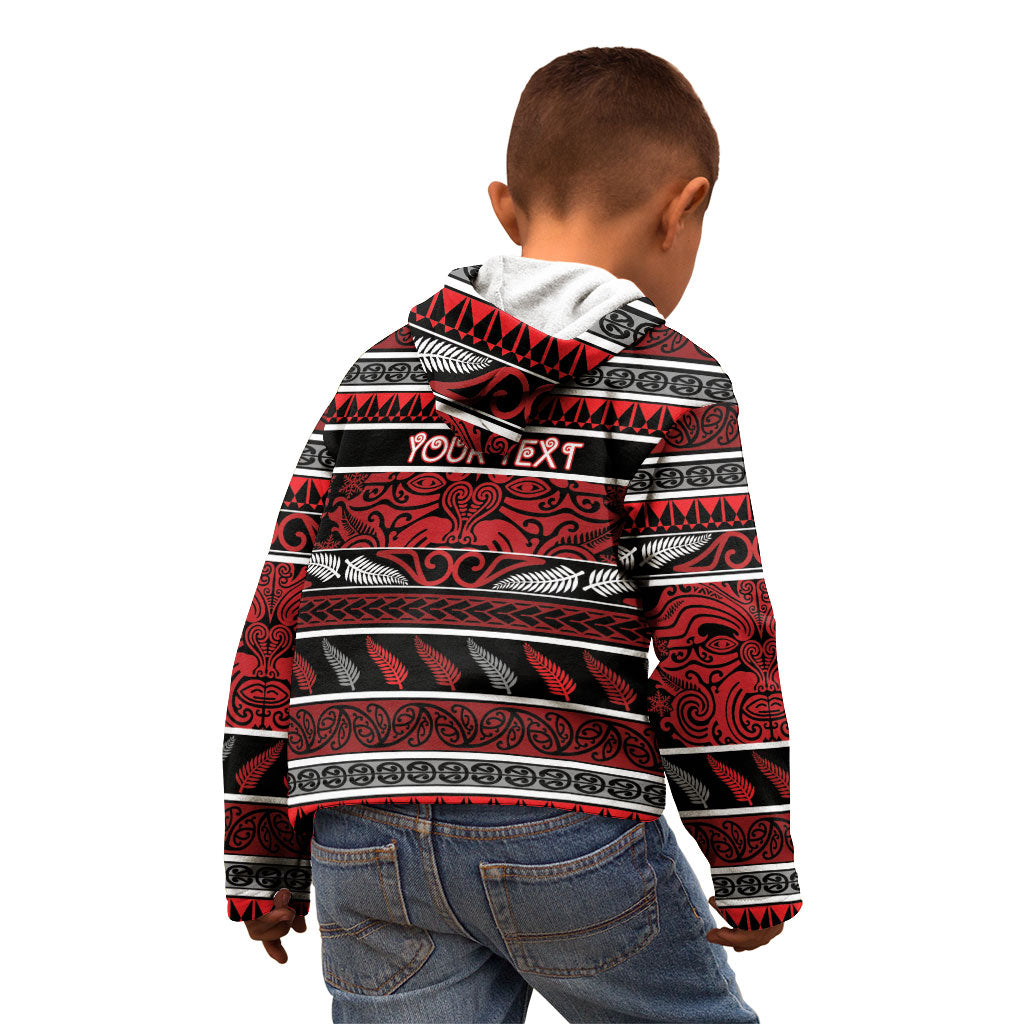 Personalised Ngapuhi Aotearoa Meri Kirihimete Kid Hoodie Maori Silver Fern Koru Tribal Pattern