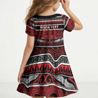 Personalised Ngapuhi Aotearoa Meri Kirihimete Kid Short Sleeve Dress Maori Silver Fern Koru Tribal Pattern