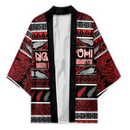Personalised Ngapuhi Aotearoa Meri Kirihimete Kimono Maori Silver Fern Koru Tribal Pattern