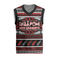 Personalised Ngapuhi Aotearoa Meri Kirihimete Christmas Knitted V-Neck Vest Maori Silver Fern Koru Tribal Pattern
