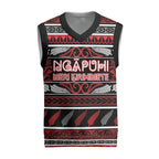 Personalised Ngapuhi Aotearoa Meri Kirihimete Christmas Knitted V-Neck Vest Maori Silver Fern Koru Tribal Pattern