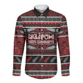 Personalised Ngapuhi Aotearoa Meri Kirihimete Long Sleeve Button Shirt Maori Silver Fern Koru Tribal Pattern