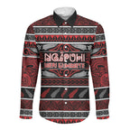 Personalised Ngapuhi Aotearoa Meri Kirihimete Long Sleeve Button Shirt Maori Silver Fern Koru Tribal Pattern