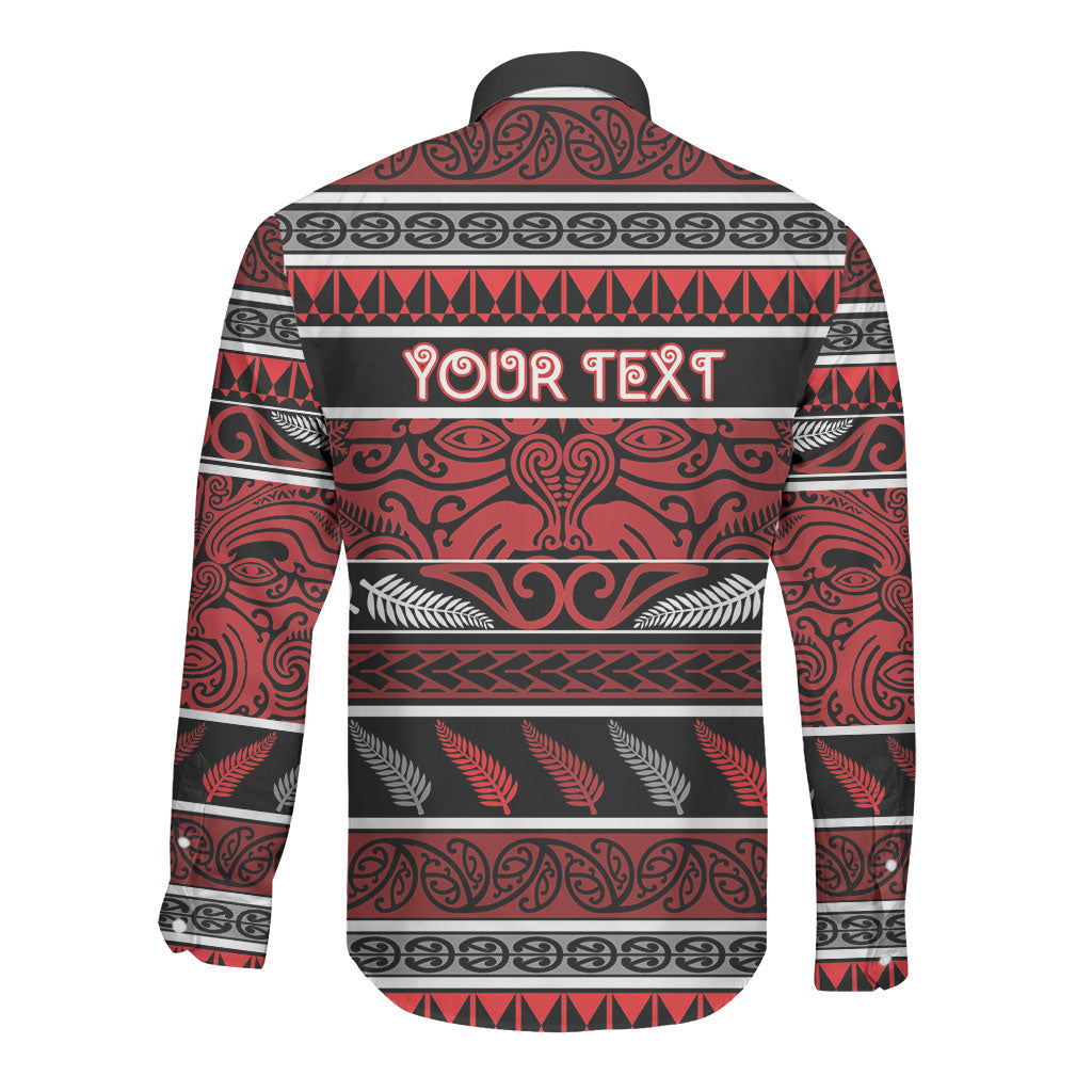Personalised Ngapuhi Aotearoa Meri Kirihimete Long Sleeve Button Shirt Maori Silver Fern Koru Tribal Pattern