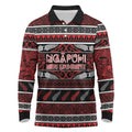 Personalised Ngapuhi Aotearoa Meri Kirihimete Long Sleeve Polo Shirt Maori Silver Fern Koru Tribal Pattern