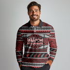 Personalised Ngapuhi Aotearoa Meri Kirihimete Long Sleeve Polo Shirt Maori Silver Fern Koru Tribal Pattern