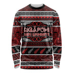 Personalised Ngapuhi Aotearoa Meri Kirihimete Long Sleeve Shirt Maori Silver Fern Koru Tribal Pattern