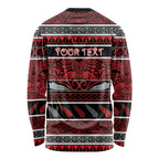 Personalised Ngapuhi Aotearoa Meri Kirihimete Long Sleeve Shirt Maori Silver Fern Koru Tribal Pattern