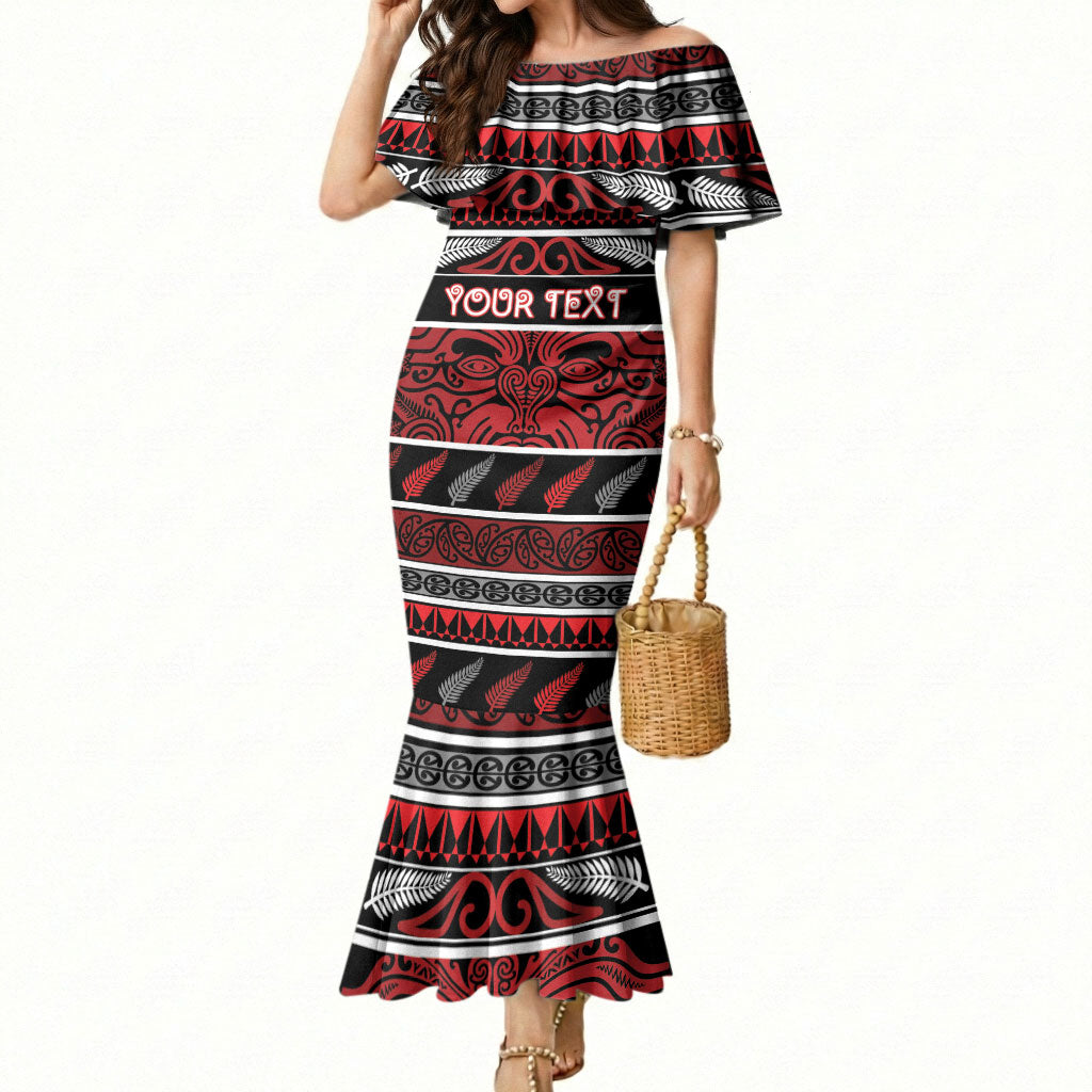 Personalised Ngapuhi Aotearoa Meri Kirihimete Mermaid Dress Maori Silver Fern Koru Tribal Pattern