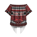 Personalised Ngapuhi Aotearoa Meri Kirihimete Off Shoulder Wrap Waist Top Maori Silver Fern Koru Tribal Pattern