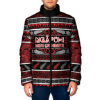 Personalised Ngapuhi Aotearoa Meri Kirihimete Padded Jacket Maori Silver Fern Koru Tribal Pattern