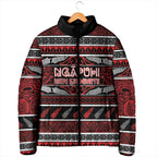 Personalised Ngapuhi Aotearoa Meri Kirihimete Padded Jacket Maori Silver Fern Koru Tribal Pattern