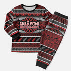Personalised Ngapuhi Aotearoa Meri Kirihimete Christmas Pajama Set Maori Silver Fern Koru Tribal Pattern
