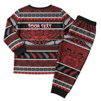 Personalised Ngapuhi Aotearoa Meri Kirihimete Christmas Pajama Set Maori Silver Fern Koru Tribal Pattern