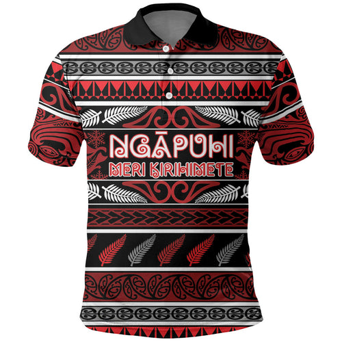 Personalised Ngapuhi Aotearoa Meri Kirihimete Polo Shirt Maori Silver Fern Koru Tribal Pattern
