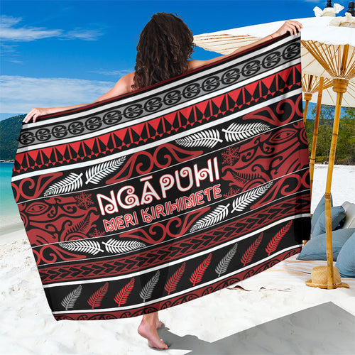Ngapuhi Aotearoa Meri Kirihimete Sarong Maori Silver Fern Koru Tribal Pattern