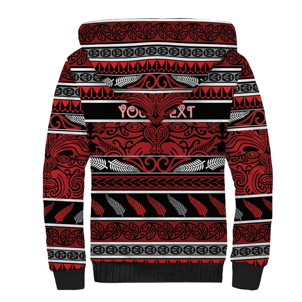 Personalised Ngapuhi Aotearoa Meri Kirihimete Sherpa Hoodie Maori Silver Fern Koru Tribal Pattern