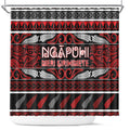Ngapuhi Aotearoa Meri Kirihimete Shower Curtain Maori Silver Fern Koru Tribal Pattern