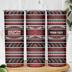 Personalised Ngapuhi Aotearoa Meri Kirihimete Skinny Tumbler Maori Silver Fern Koru Tribal Pattern