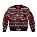 Personalised Ngapuhi Aotearoa Meri Kirihimete Sleeve Zip Bomber Jacket Maori Silver Fern Koru Tribal Pattern