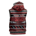 Personalised Ngapuhi Aotearoa Meri Kirihimete Sleeveless Hoodie Maori Silver Fern Koru Tribal Pattern