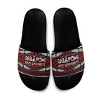 Ngapuhi Aotearoa Meri Kirihimete Slide Sandals Maori Silver Fern Koru Tribal Pattern