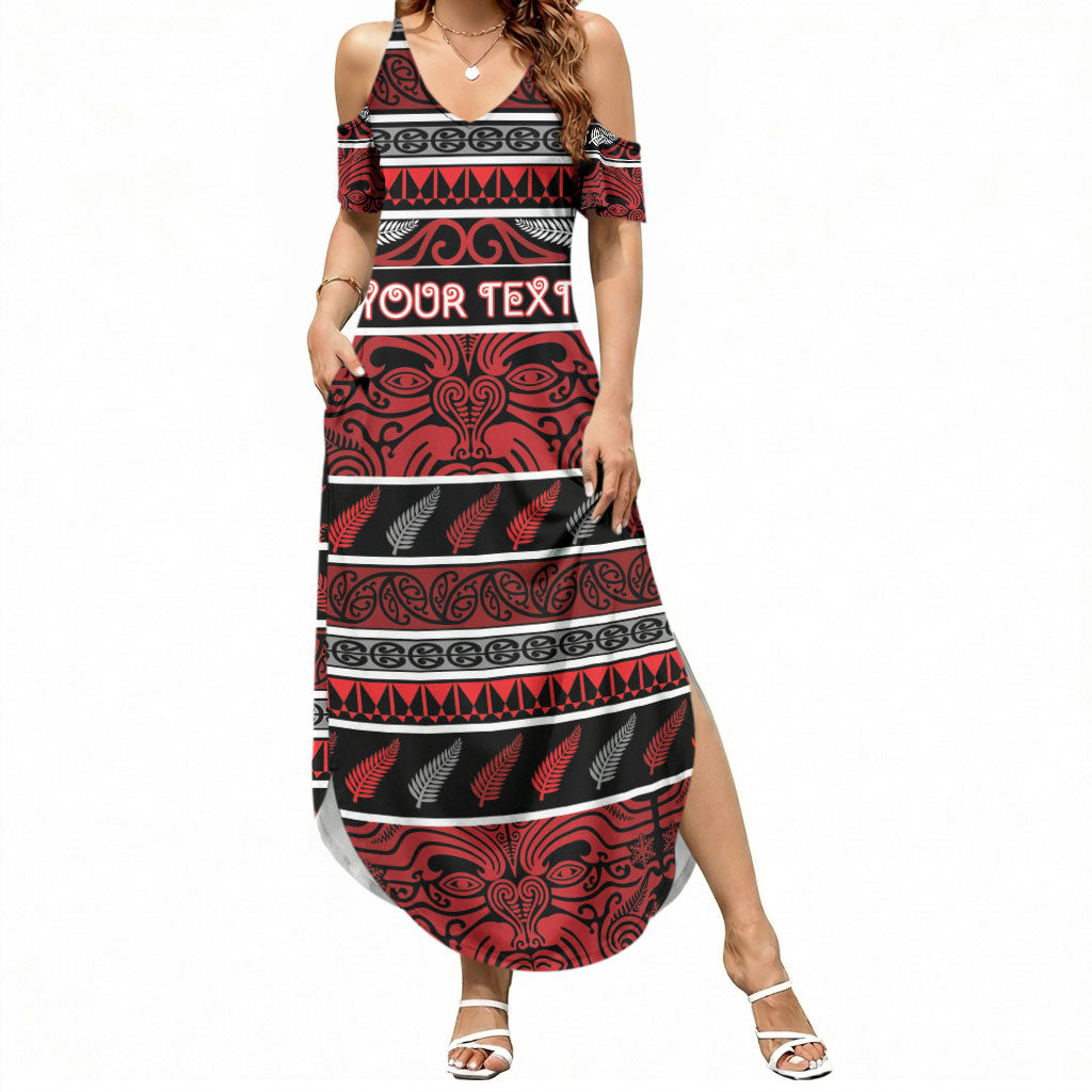 Personalised Ngapuhi Aotearoa Meri Kirihimete Summer Maxi Dress Maori Silver Fern Koru Tribal Pattern