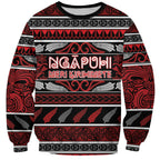 Personalised Ngapuhi Aotearoa Meri Kirihimete Sweatshirt Maori Silver Fern Koru Tribal Pattern