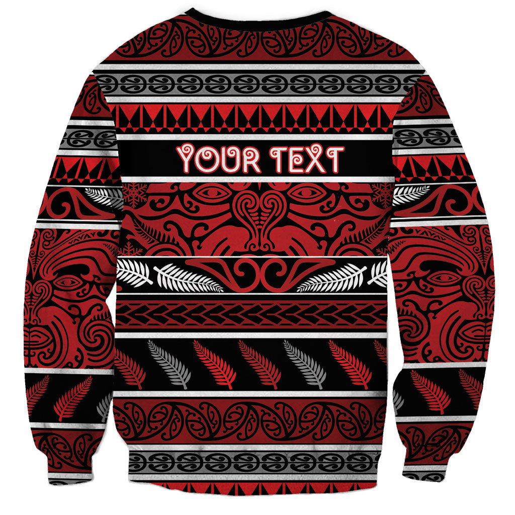 Personalised Ngapuhi Aotearoa Meri Kirihimete Sweatshirt Maori Silver Fern Koru Tribal Pattern