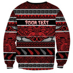 Personalised Ngapuhi Aotearoa Meri Kirihimete Sweatshirt Maori Silver Fern Koru Tribal Pattern