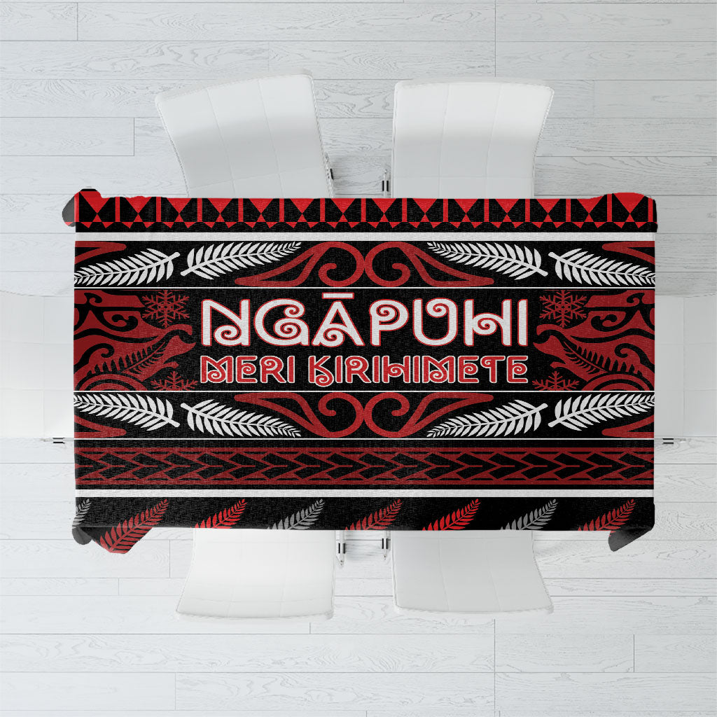 Ngapuhi Aotearoa Meri Kirihimete Tablecloth Maori Silver Fern Koru Tribal Pattern