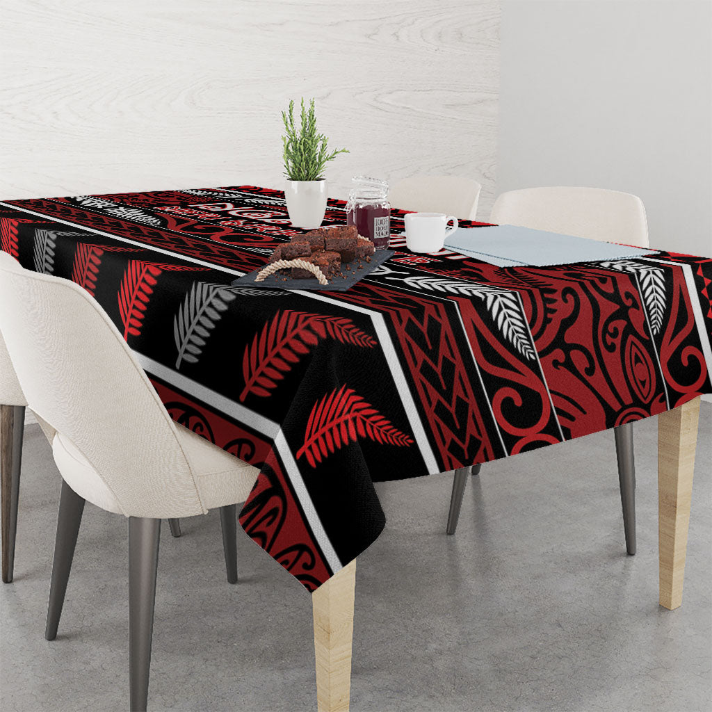 Ngapuhi Aotearoa Meri Kirihimete Tablecloth Maori Silver Fern Koru Tribal Pattern