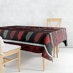 Ngapuhi Aotearoa Meri Kirihimete Tablecloth Maori Silver Fern Koru Tribal Pattern