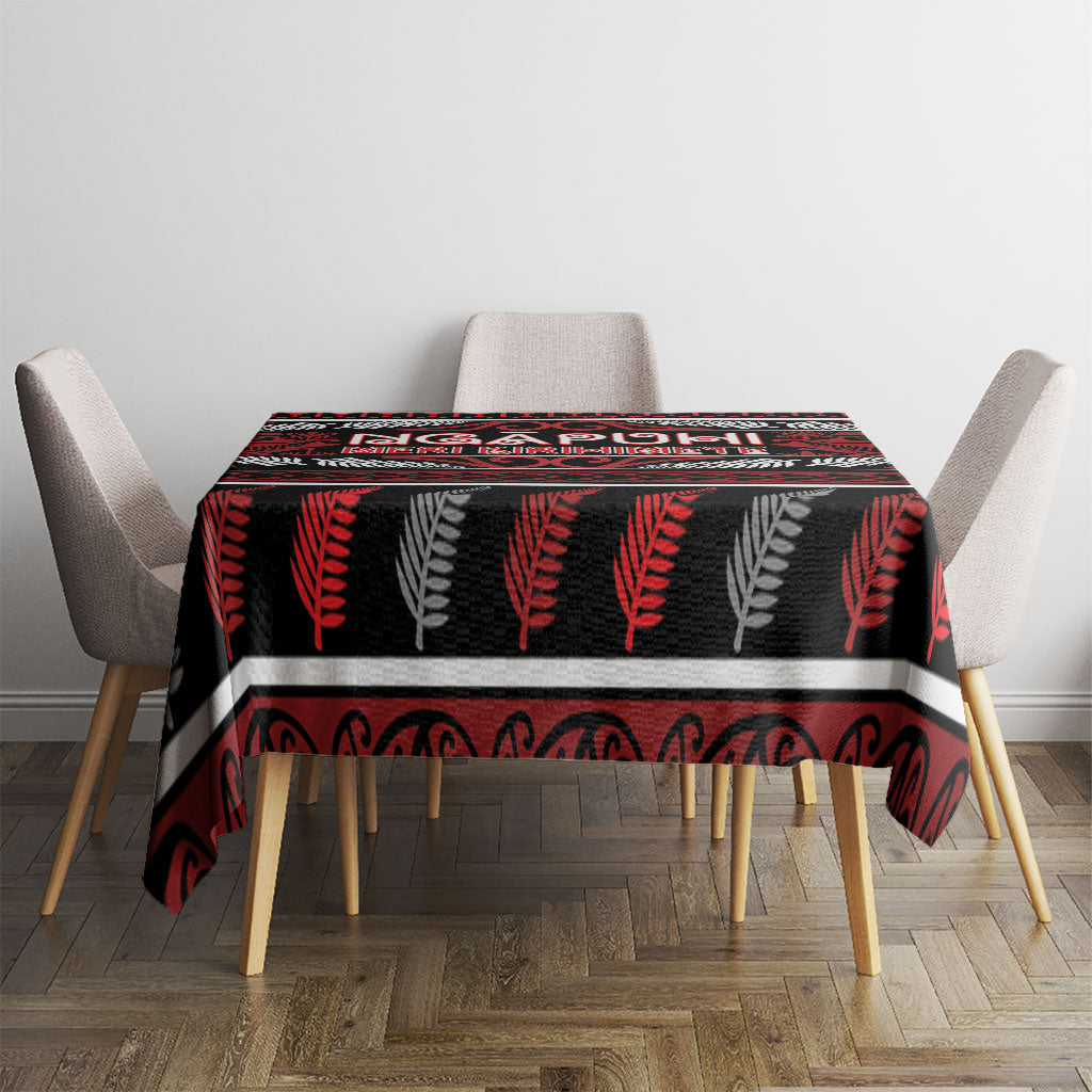 Ngapuhi Aotearoa Meri Kirihimete Tablecloth Maori Silver Fern Koru Tribal Pattern