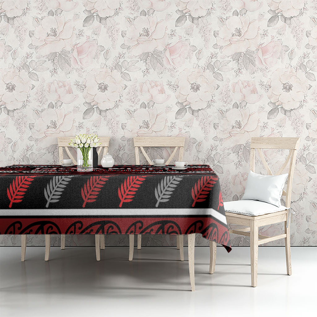 Ngapuhi Aotearoa Meri Kirihimete Tablecloth Maori Silver Fern Koru Tribal Pattern