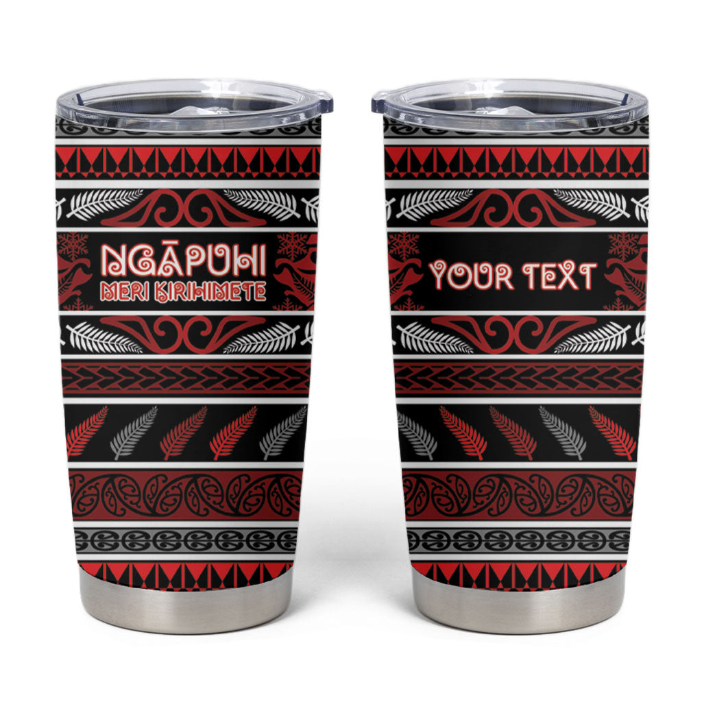 Personalised Ngapuhi Aotearoa Meri Kirihimete Tumbler Cup Maori Silver Fern Koru Tribal Pattern