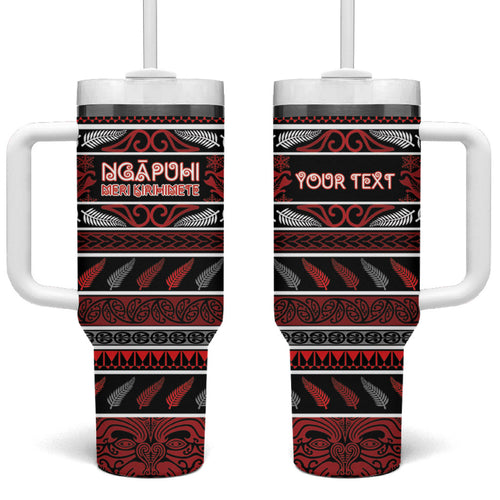 Personalised Ngapuhi Aotearoa Meri Kirihimete Tumbler With Handle Maori Silver Fern Koru Tribal Pattern