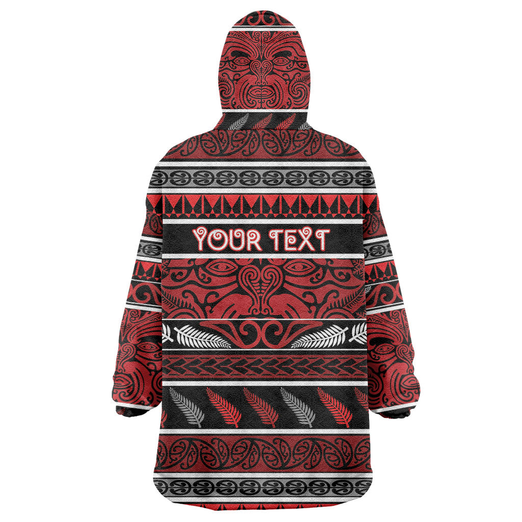 Personalised Ngapuhi Aotearoa Meri Kirihimete Wearable Blanket Hoodie Maori Silver Fern Koru Tribal Pattern