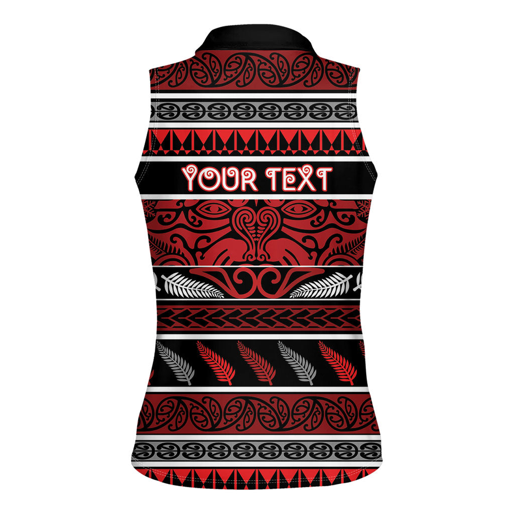 Personalised Ngapuhi Aotearoa Meri Kirihimete Women Sleeveless Polo Shirt Maori Silver Fern Koru Tribal Pattern
