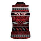 Personalised Ngapuhi Aotearoa Meri Kirihimete Women Sleeveless Polo Shirt Maori Silver Fern Koru Tribal Pattern
