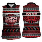 Personalised Ngapuhi Aotearoa Meri Kirihimete Women Sleeveless Polo Shirt Maori Silver Fern Koru Tribal Pattern