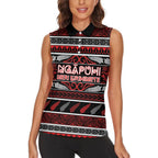 Personalised Ngapuhi Aotearoa Meri Kirihimete Women Sleeveless Polo Shirt Maori Silver Fern Koru Tribal Pattern